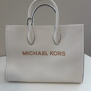 Michael Kors White and Gold Tote Bag